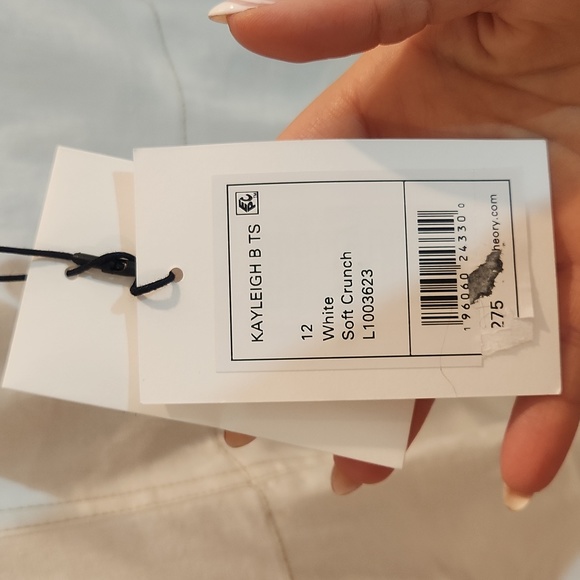 Theory Women's White Kayleigh Linen Blend Sleeveless Mini Shirtdress size 12 - Picture 7 of 16